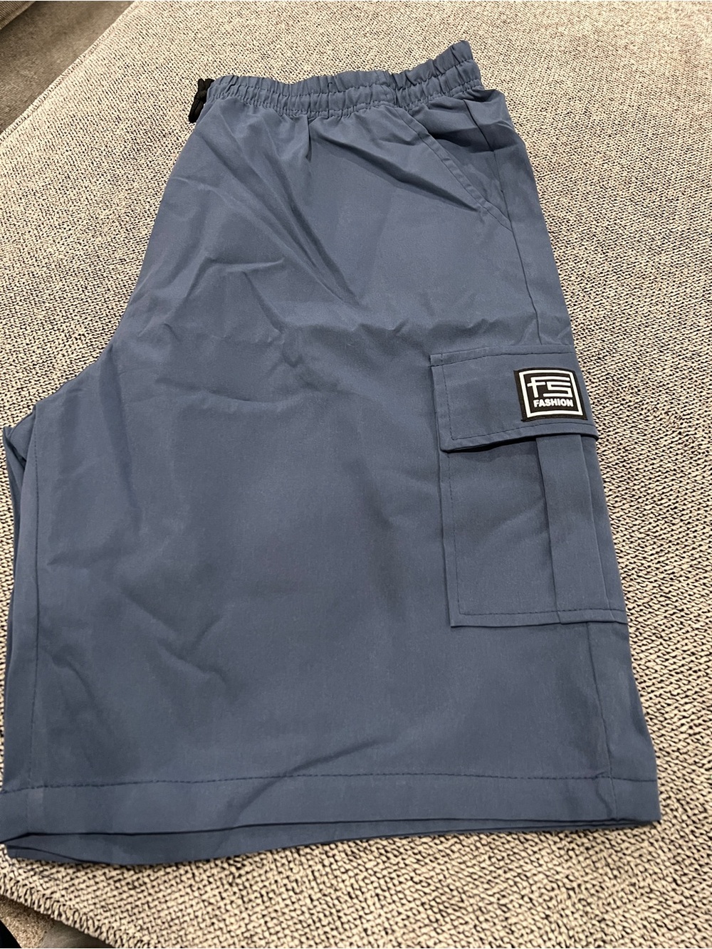 Men's Dusty Blue Cargo Shorts - Comfortable Drawstring Waist - XXL (02)
